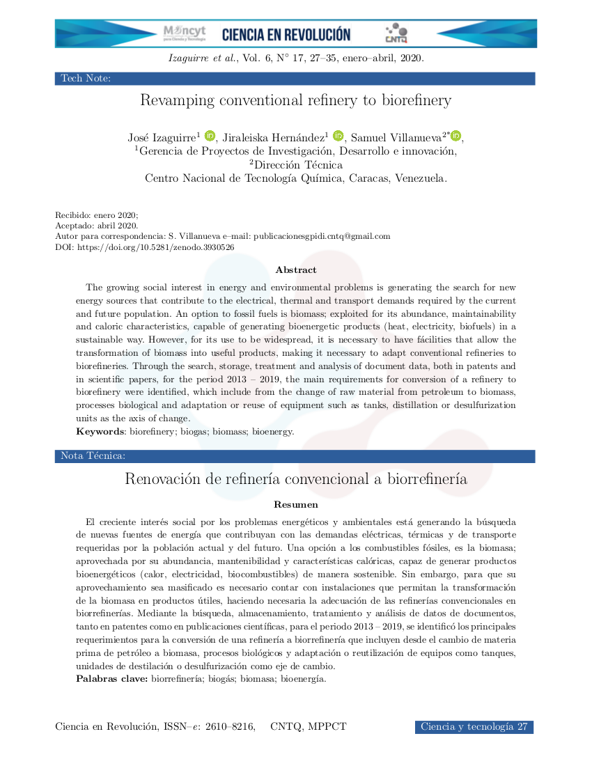 Renovación de refinería convencional a biorrefinería