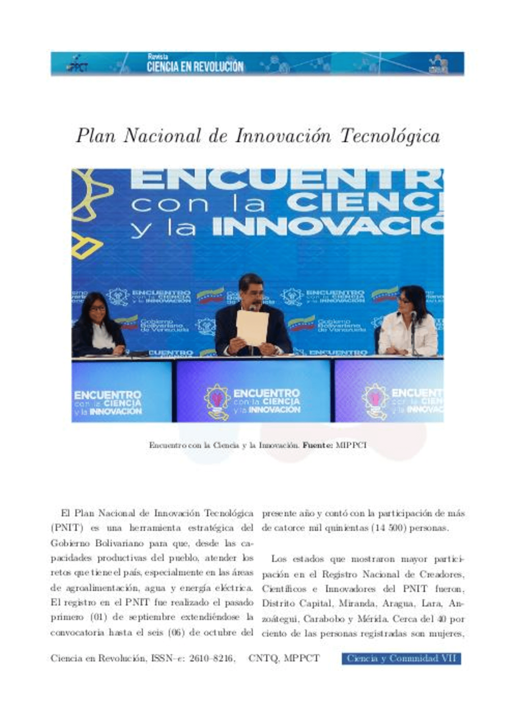 Plan Nacional de Innovación Tecnológica